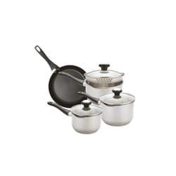 Prestige Pan Set in Stainless Steel with Glass Lids Kitchen Cookware - Pack of 4