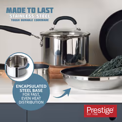 Prestige Made to Last Cookware Set with Soft Grip Silicone Handles - Pack of 5
