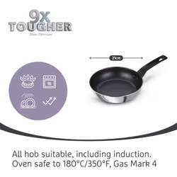 Prestige Frying Pan in Stainless Steel - Dishwasher Safe, 21 & 29 cm - Pack of 2