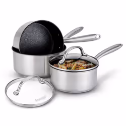 Prestige Scratch Guard Saucepan Set Stainless Steel Non Stick Induction Cookware