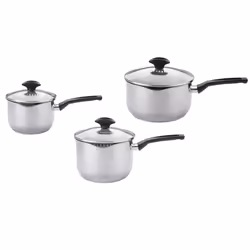 Prestige Cook & Strain Saucepan Set Stainless Steel Round Cookware - Pack of 3