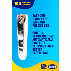 Nailcare Toenail clippers - Fingernail and Toenail Clippers by Scholl to Safetly Trim Tough or Thick Nails