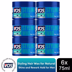 VO5 Styling Hair Wax for Natural Shine and Rework Hold for Men 75ml, 6 Pack