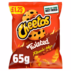Cheetos Twisted Flamin' Hot Snacks Crisps 65g (Pack of 15)