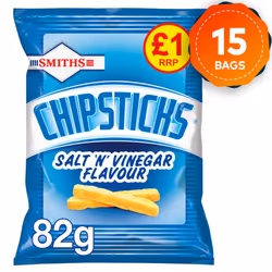 15 x Smiths Chipsticks Salt and Vinegar Lunch Snacks 82g Vegetarian