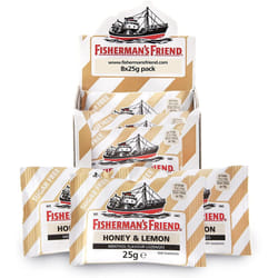 Fisherman's Friend Multi Buy 25 g Honey & Lemon Sugar Free Sore Throat Medication Pastilles -Pack of 8