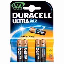 Duracell Ultra M3, AAA LR03, Single-use battery, AAA, Alkaline, 1.5 V, 4 pc(s), Black, Copper