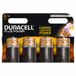 Duracell Plus Power, Single-use battery, D, Alkaline, 1.5 V, 4 pc(s), Black, Orange