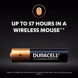 Duracell Rechargeable AAA 900 mAh Batteries, Pack of 4