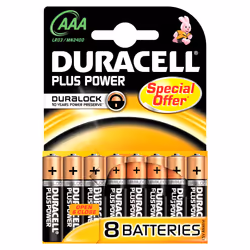 Duracell Plus Power, Single-use battery, AAA, Alkaline, 1.5 V, 8 pc(s), Cylindrical
