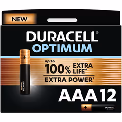 Duracell NEW Optimum AAA Alkaline Batteries [Pack of 12], 1.5 V LR03 MX2400