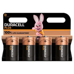 Duracell Plus D Alkaline Batteries (Pack 4) MN1300B4PLUS