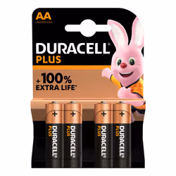 Duracell Plus, Single-use battery, AA, Alkaline, 1.5 V, 4 pc(s), Black, Gold