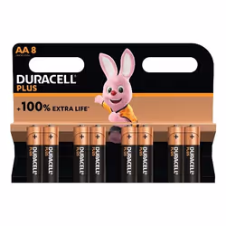 Duracell Plus, Single-use battery, AA, Alkaline, 1.5 V, 8 pc(s), Black, Gold