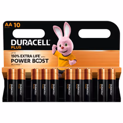 Duracell Plus, Single-use battery, AA, Alkaline, 1.5 V, 10 pc(s), Black, Gold