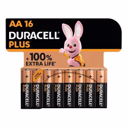 Duracell Plus, Single-use battery, AA, Alkaline, 1.5 V, 16 pc(s), Black, Gold