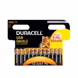 Duracell 5000394203389, Single-use battery, AAA, Alkaline, 1.5 V, 12 pc(s), Black, Bronze, Silver