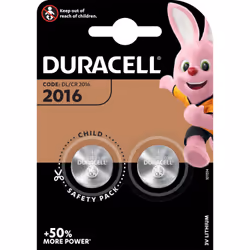 Duracell CR2016, Single-use battery, CR2016, Lithium, 3 V, 2 pc(s), Metallic