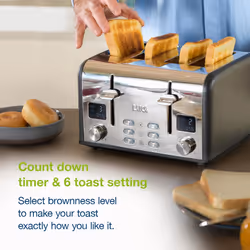 4 Slice Digital Toaster - High Lift & Extra-Wide Slots, Black, Laica