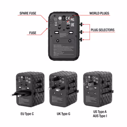 Verbatim UTA-05 65W GaN III Universal Travel Adapter with 2 x USB-C PD & QC 4+ & 2 x USB-A ports - Additional view 6