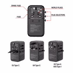 Verbatim UTA-06 100W GaN III Universal Travel Adapter with 2 x USB-C PD & QC 4+ & 2 x USB-A QC 3.0 ports - Additional view 5