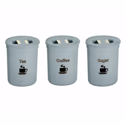 Set Of 3 Tea Coffee Sugar Jars Storage Canisters  Blue