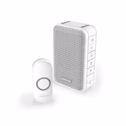 Wireless Portable Doorbell with Volume Control and Push Button  White