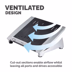 Fellowes Laptop Stand for Desk - Office Suites Plus Adjustable Laptop Stand for the Home and Office - Laptop Riser with 5 Height Adjustments - Max Monitor Size 17", Max Weight 5KG - Black/Silver - Additional view 7