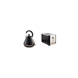 T10044RG Cavaletto Pyramid Kettle with Fast Boil, Detachable Filter, 1.7 Litre, 3000 W, Black and Rose Gold & T20036RG Cavaletto 2-Slice Toaster with