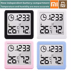 Upgrade Xiaomi Youpin Digital LCD Indoor Convenient Temperature Sensor Humidity Meter Clock Thermometer Hygrometer Gauge - blue