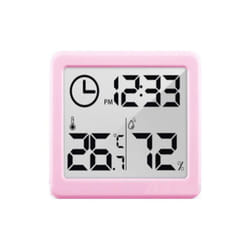 Upgrade Xiaomi Youpin Digital LCD Indoor Convenient Temperature Sensor Humidity Meter Clock Thermometer Hygrometer Gauge - pink