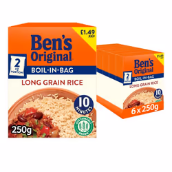 Bens Original Boil In Bag Long Grain Rice 250g (Pack of 6)