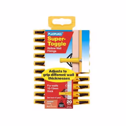 Plasplugs SSTC554 Super Toggle Plasterboard Plugs Hollow Wall Fixings - 20 Plugs