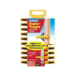 Plasplugs SSTC554 Super Toggle Plasterboard Plugs Hollow Wall Fixings - 20 Plugs