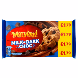 Maryland Cookies Milk & Dark Choc 180g ( pack of 8 )