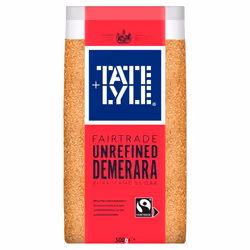 Tate & Lyle Fairtrade Unrefined Demerara Pure Cane Sugar 500g (Pack of 10)