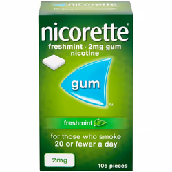 Nicorette Nicotine Gum 2mg Freshmint Flavour 105 Pieces