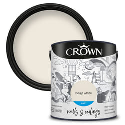 Crown Matt Paint Emulsion Walls & Ceilings 2.5L - Beige White