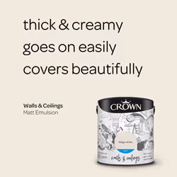 Crown Matt Paint Emulsion Walls & Ceilings 2.5L - Beige White