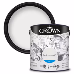 Crown Matt Paint Emulsion Walls & Ceilings 2.5L - Fresh Coconut