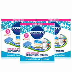 3 x Ecozone Ultra All-In-One Dishwasher Tablets - 72 Capsules