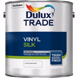 Dulux Trade Vinyl Silk , Emulsion, Base, Ceiling, Drywall, Wall, Silk, 2.5 L, Extra Deep Base