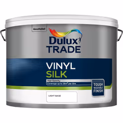Dulux Trade Vinyl Silk , Emulsion, Base, Ceiling, Drywall, Wall, Silk, 10 L, Light Base