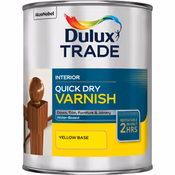Dulux Trade Quick Dry Varnish , Wood, Satin, Yellow, 20 m²/L, Satin Yellow, Water-based