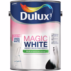 Dulux Magic White Silk , Emulsion, Ready mixed, Ceiling, White, Silk, 5 L