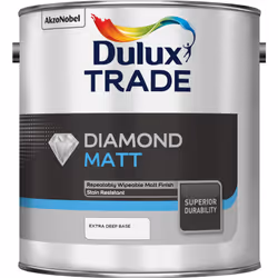 Dulux Trade Diamond Matt , Paint, Base, Ceiling, Drywall, Wall, Matt, 2.5 L, Extra Deep Base