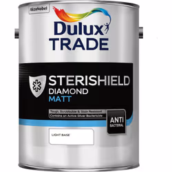 Dulux Trade Sterishield Diamond Matt , Paint, Base, Ceiling, Drywall, Wall, Matt, 5 L, Light Base