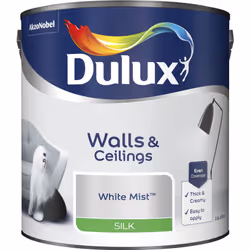 Dulux Silk , Paint, Ready mixed, Ceiling, Wall, White, Silk, 2.5 L