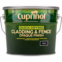 Cuprinol Quick Drying Cladding & Fence Opaque , Paint, Fence, 10 L, Black, Water-based, Opaque