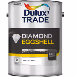 Dulux Trade Diamond Eggshell Light & Space , Emulsion, Ready mixed, Ceiling, Drywall, Masonry, Wall, Wood, White, Eggshell, 5 ...